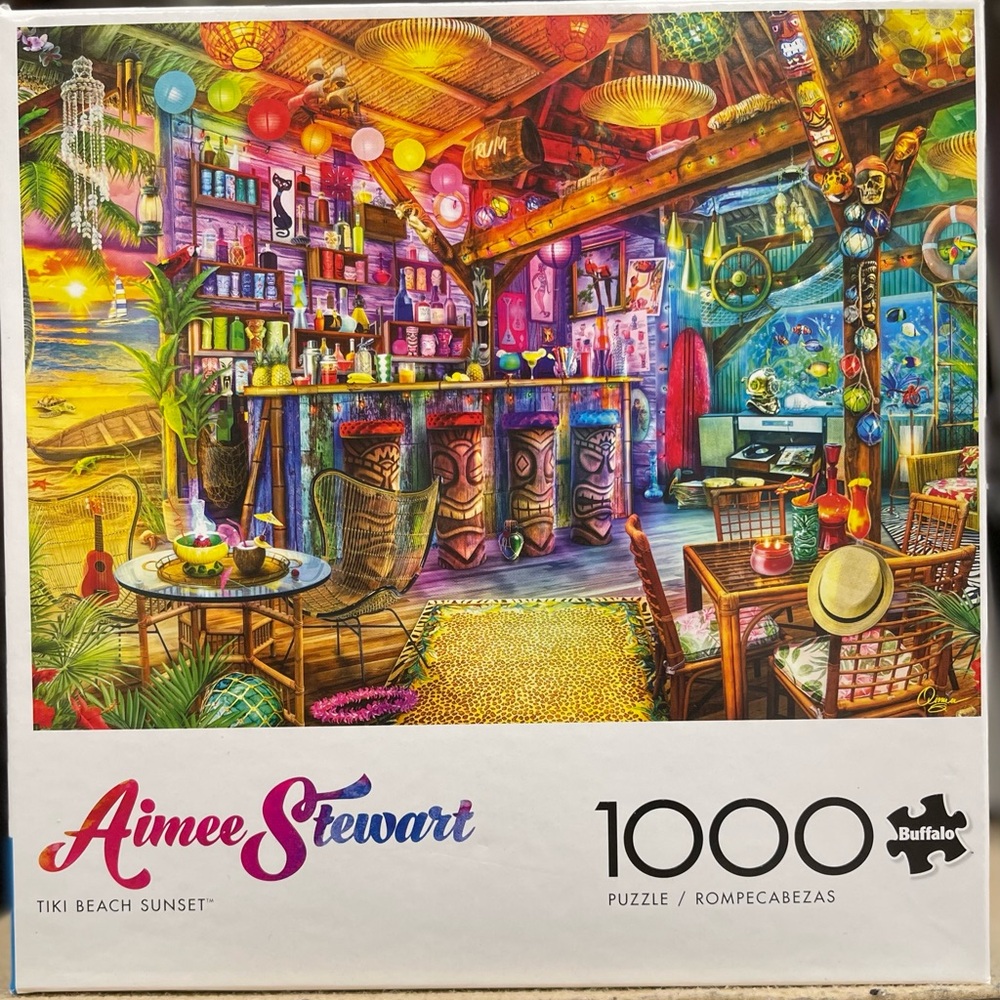 Aimee Stewart Tiki Beach Sunset 1000 Piece Puzzle Buffalo Games NEW & SEALED